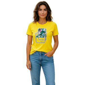 Carven NWT Yellow Shirt Embroidered Beach Chair Top TShirt Extra Small XS
